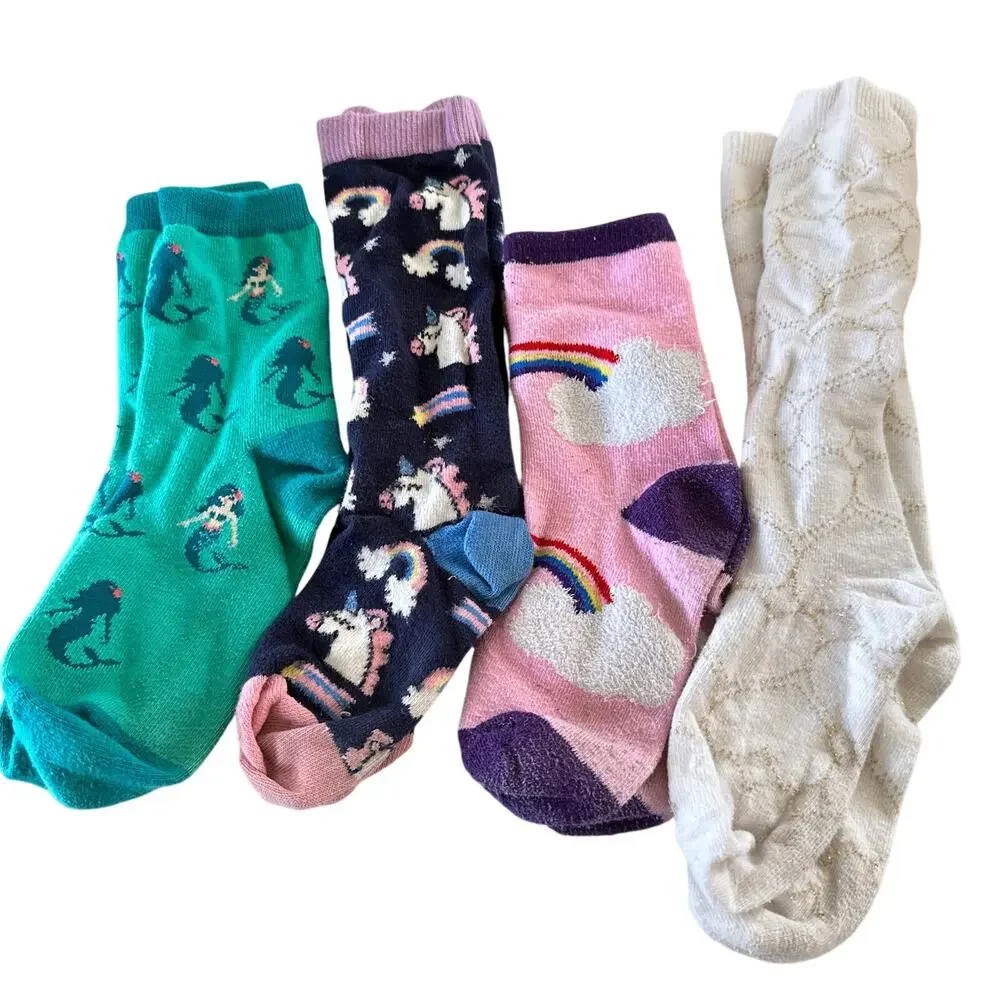 Girls Sock Bundle - Mermaid, Unicorn, Rainbow, hearts
